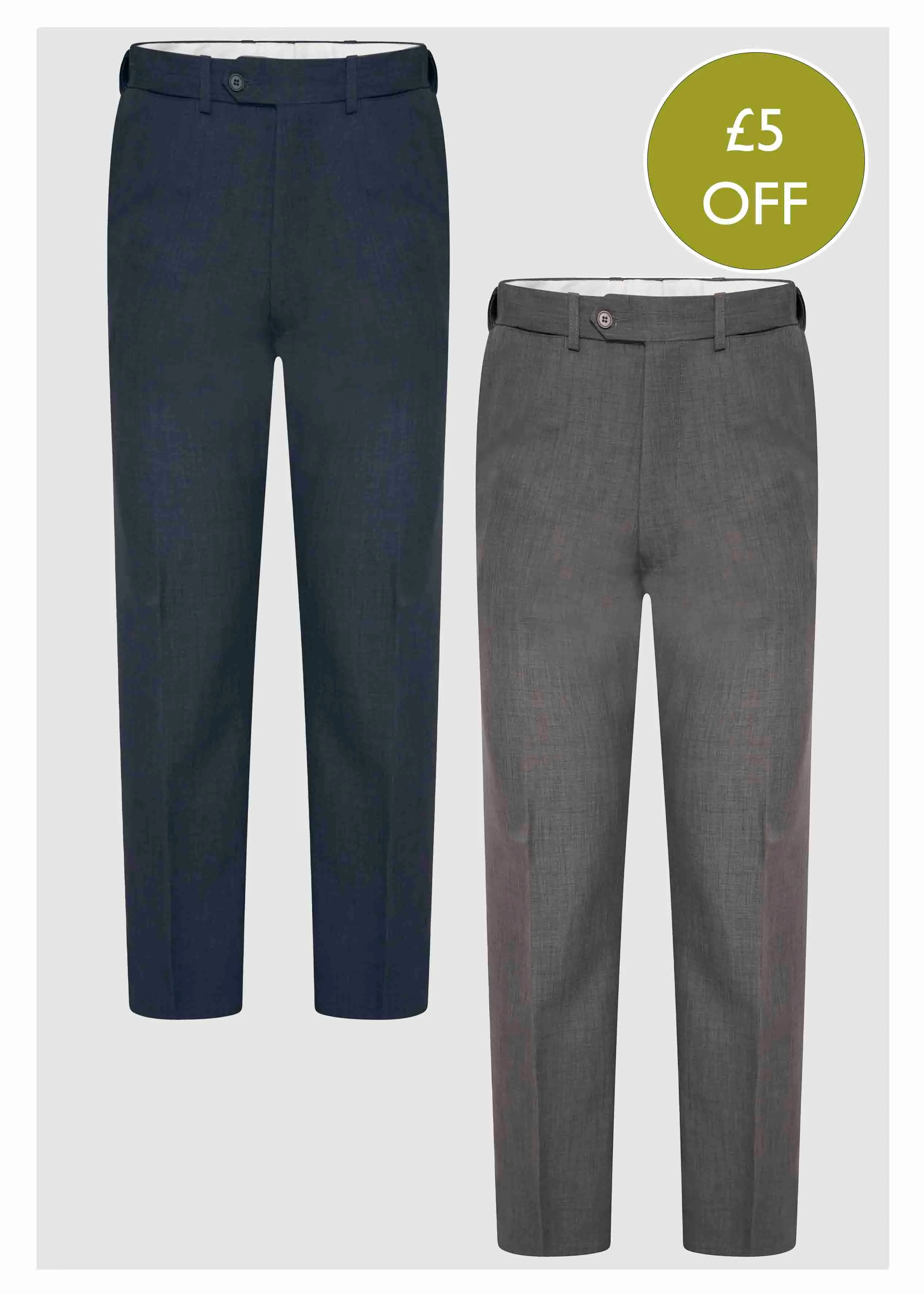 2 Pack Men's Smart VELCRO® Brand Fastening Trousers Blake Bundle