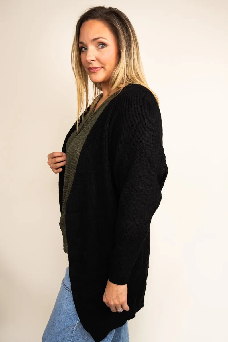 25% OFF! Be Clever Sweater Weather Knit Pocket Cardigan, Black