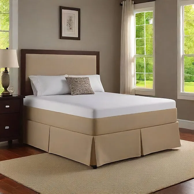 9 Inch Drop Bed Skirt Taupe Solid Egyptian Cotton 1000TC
