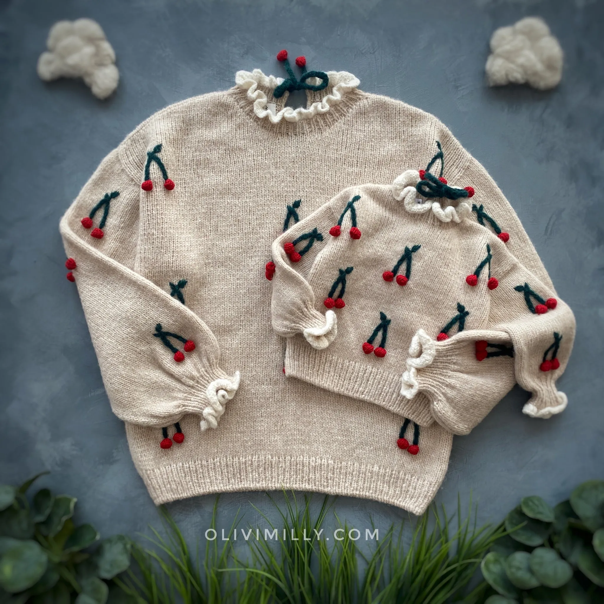 Adult Cherries pullover | Wheat