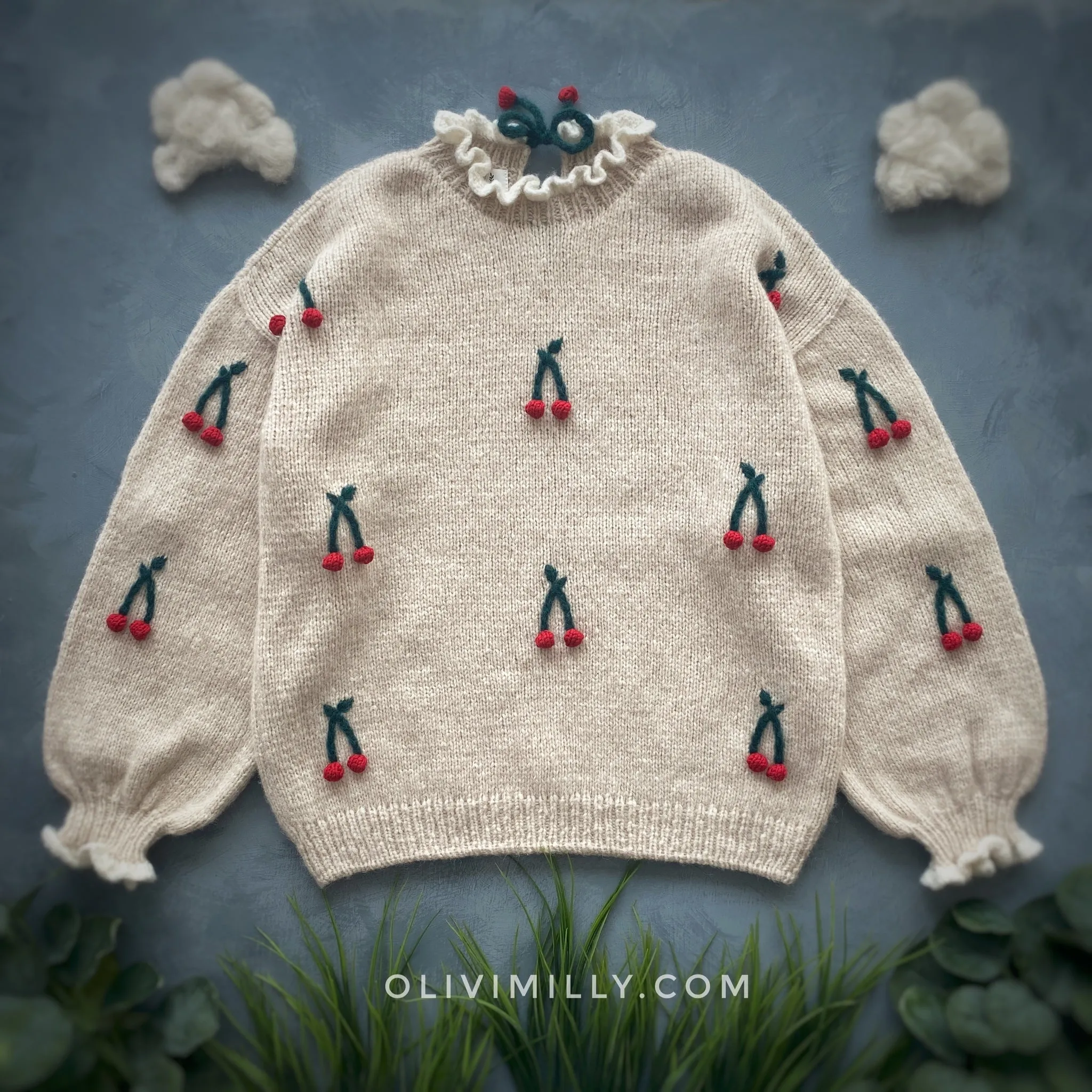 Adult Cherries pullover | Wheat