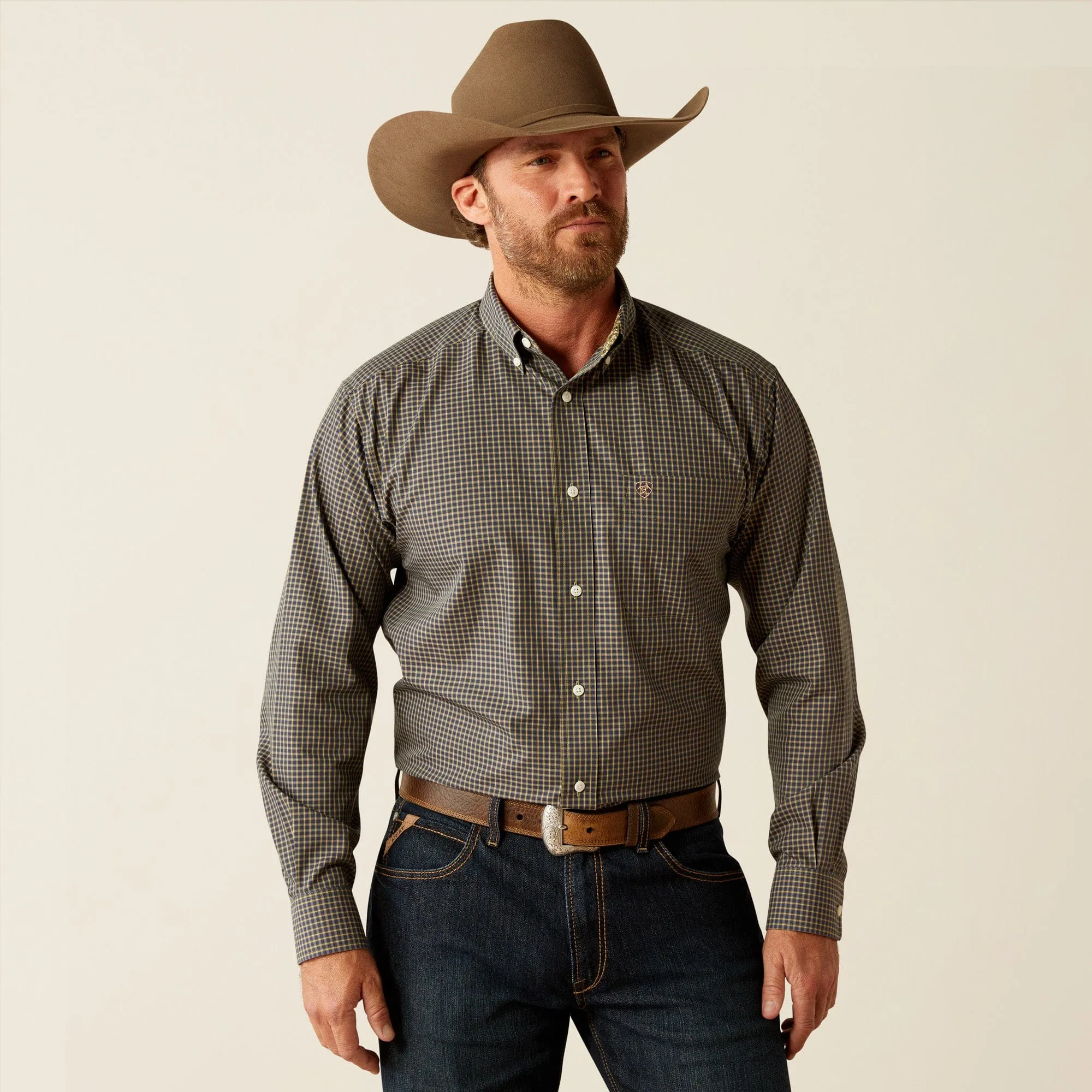 Ariat Men's Wrinkle Free Ferris Classic Fit Shirt Navy