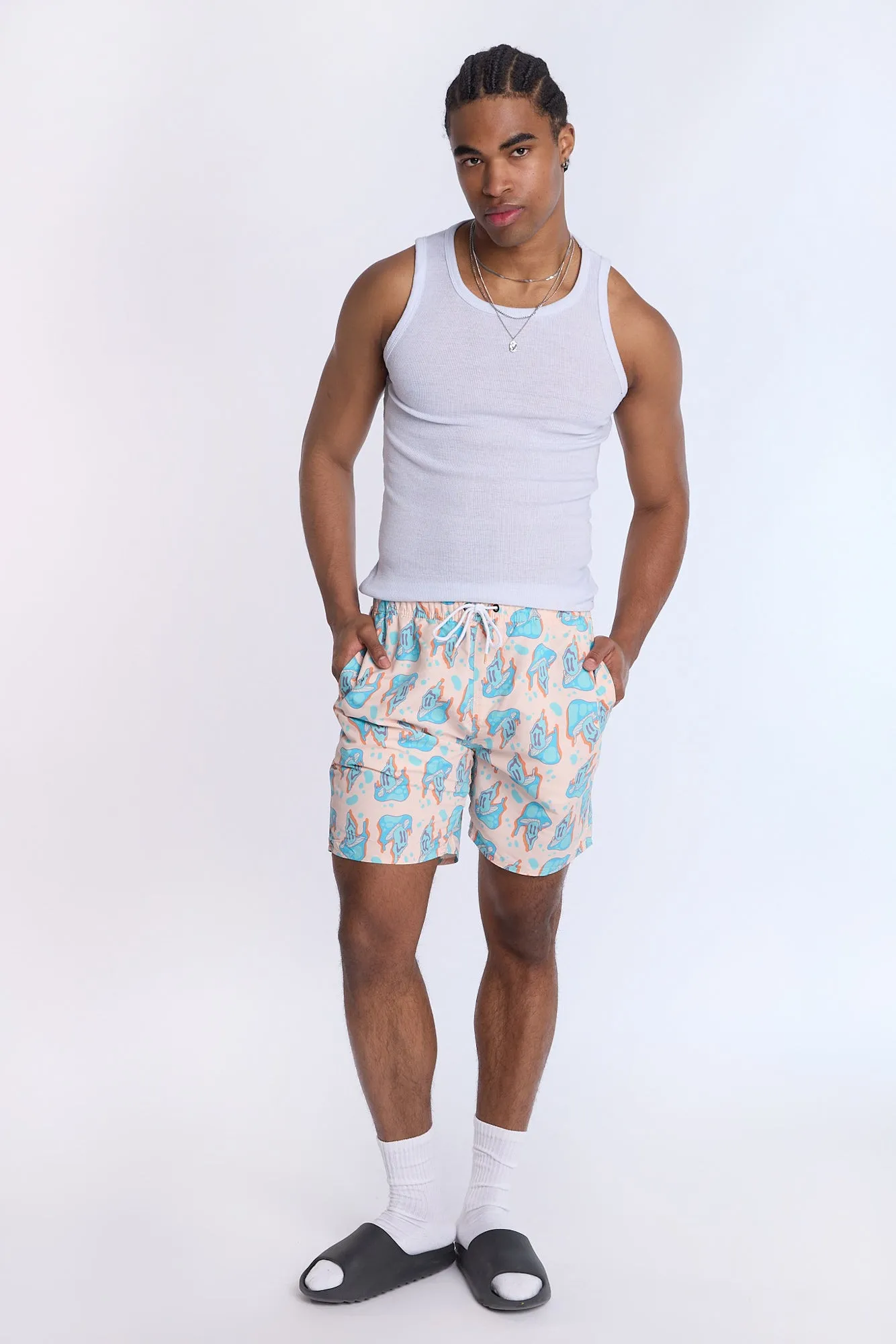 Arsenic Mens Mushroom Print Beach Shorts