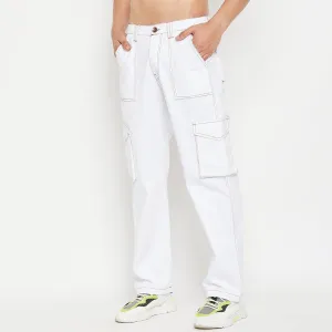 Baggy White Carpenter Cargo Pants - Comfortable and Stylish