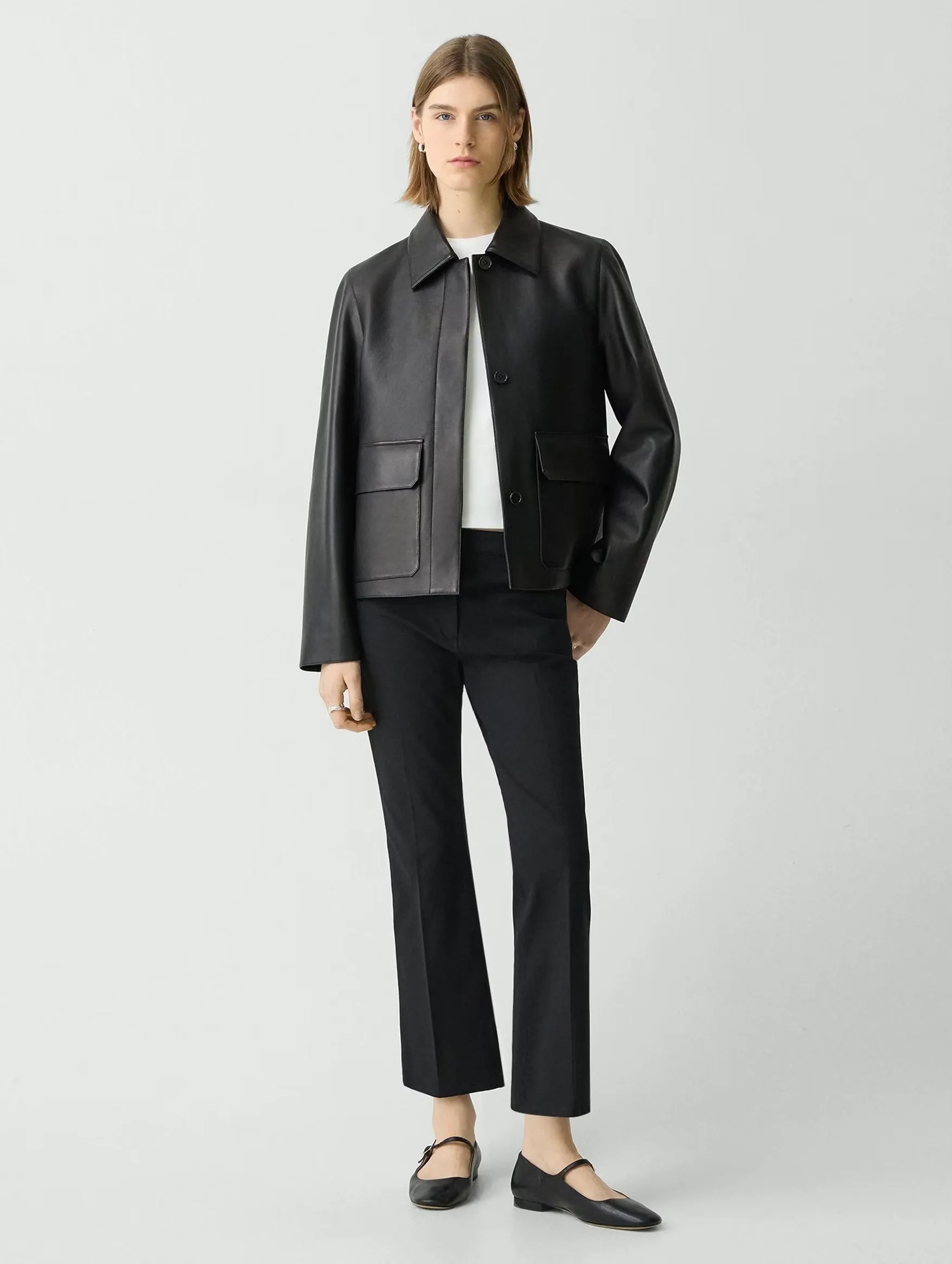 Boxy Leather Jacket in Black