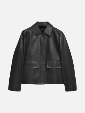 Boxy Leather Jacket in Black