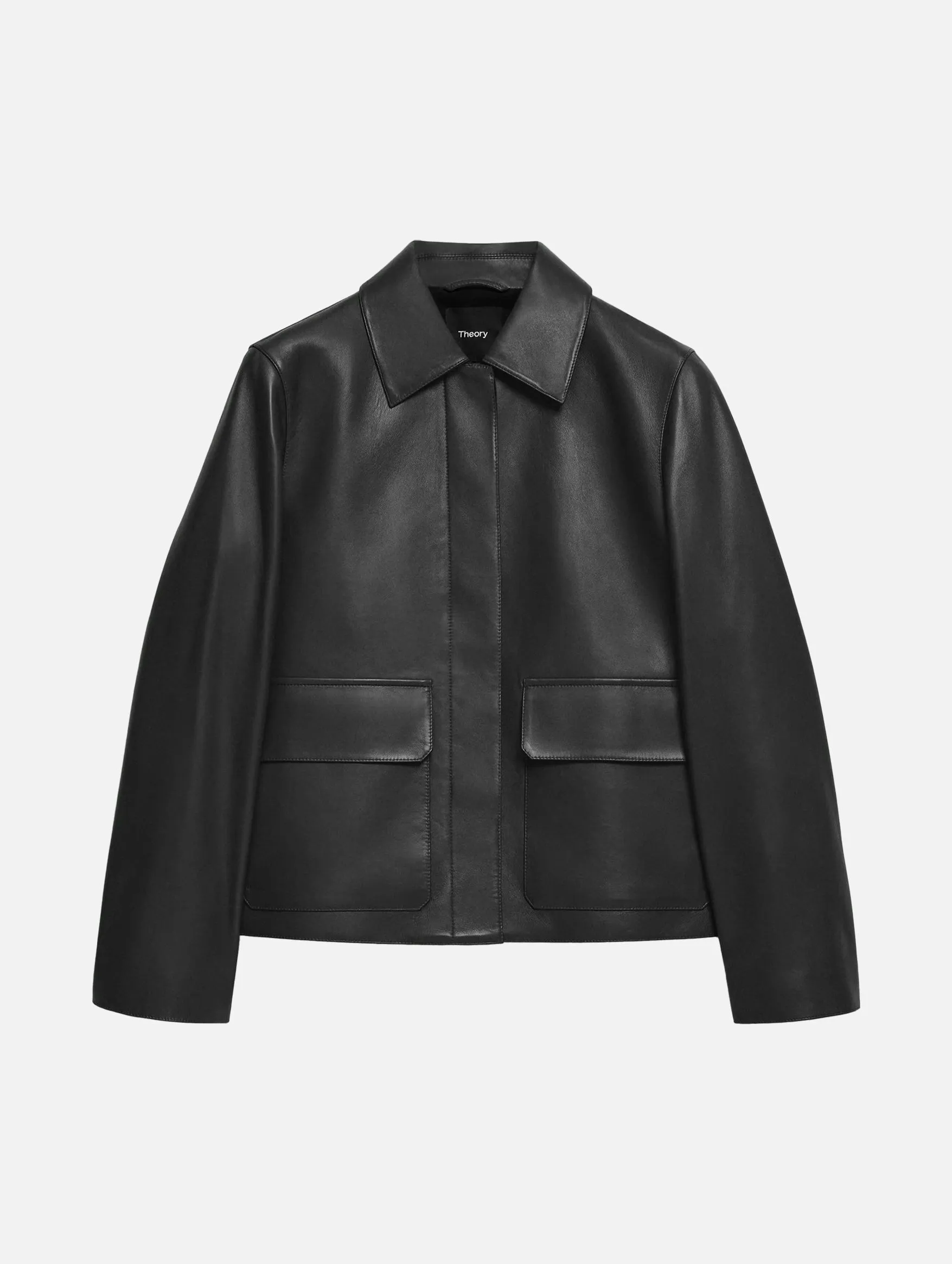 Boxy Leather Jacket in Black