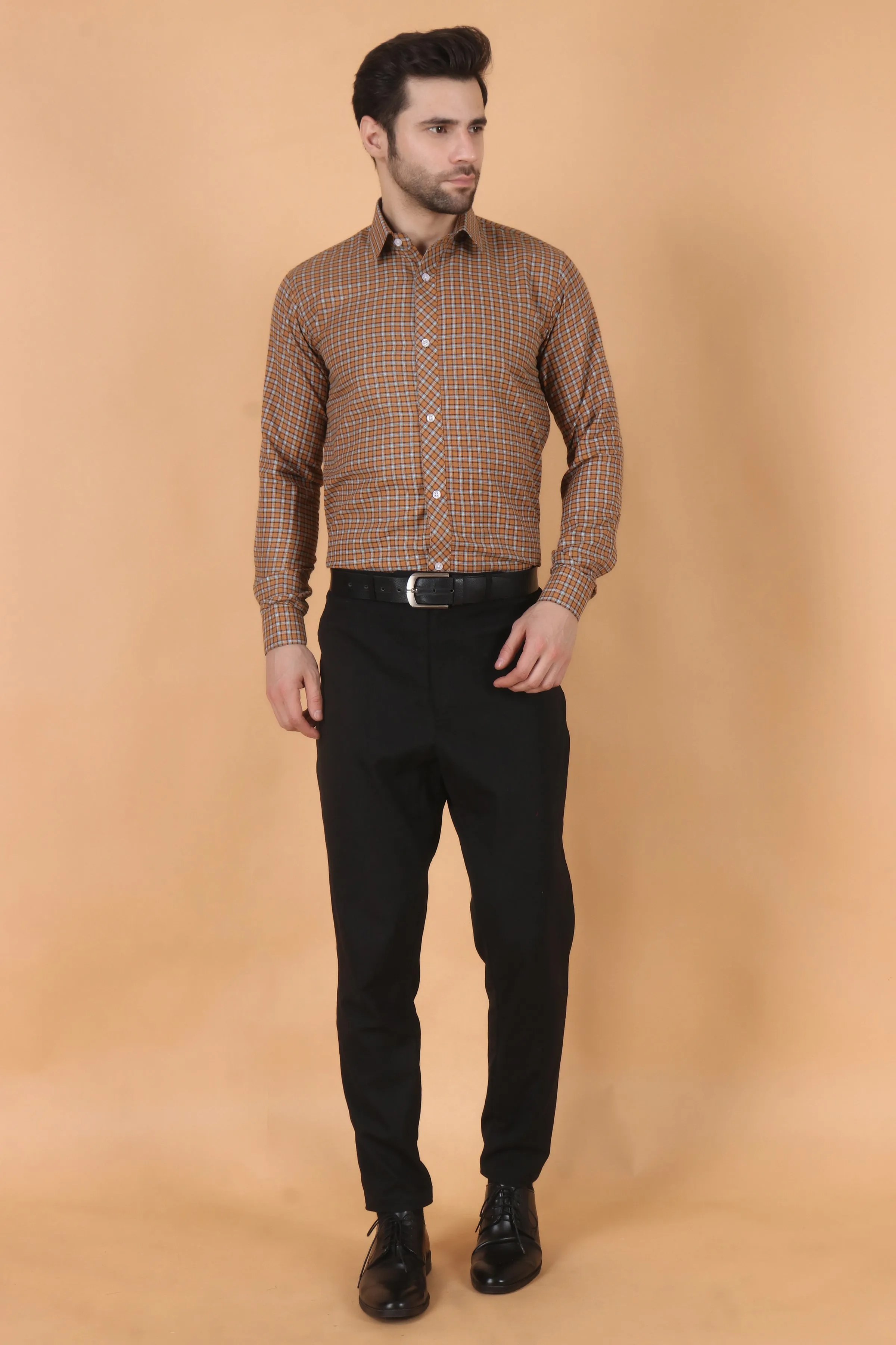 Brown Checked Woollen Shirt