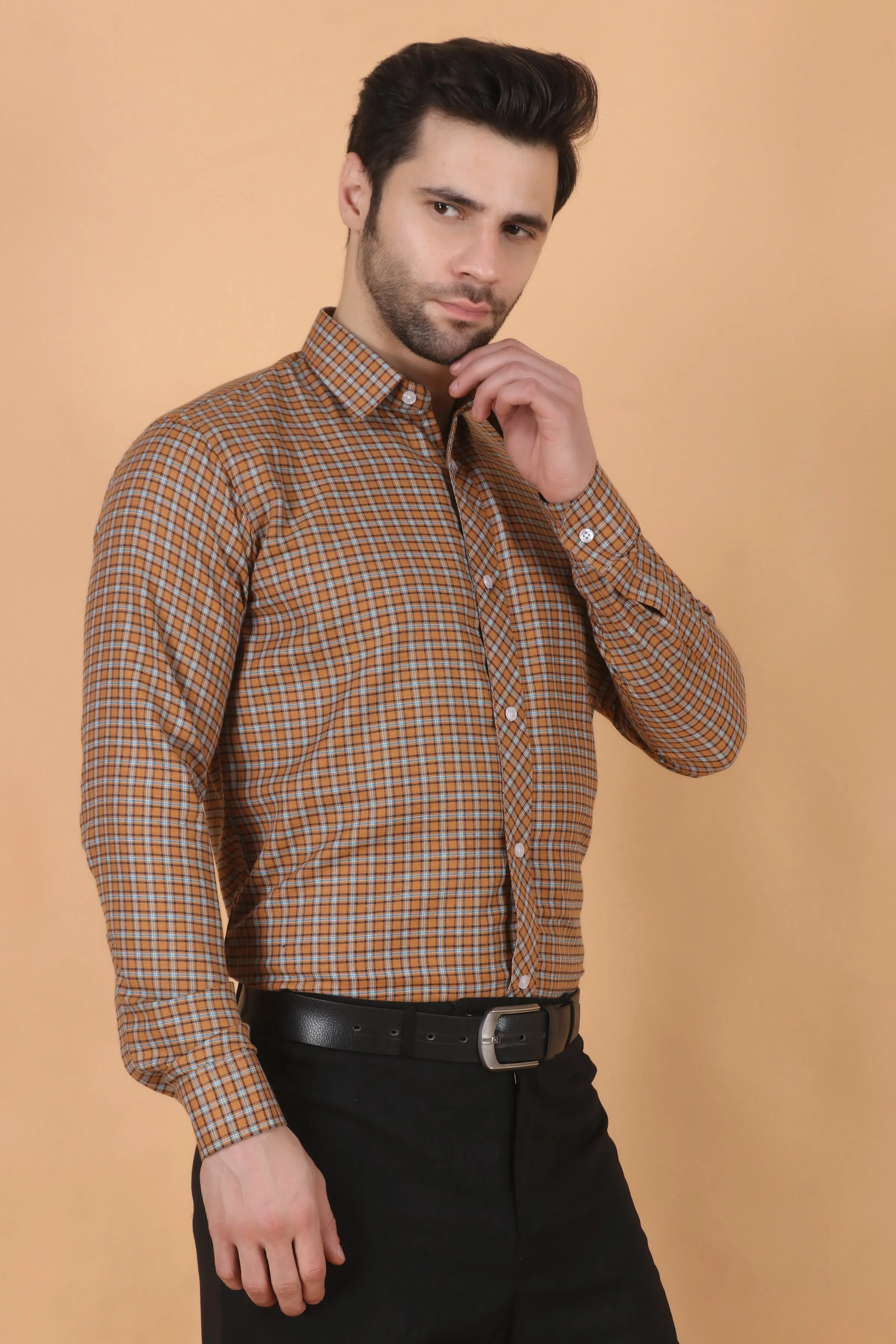 Brown Checked Woollen Shirt