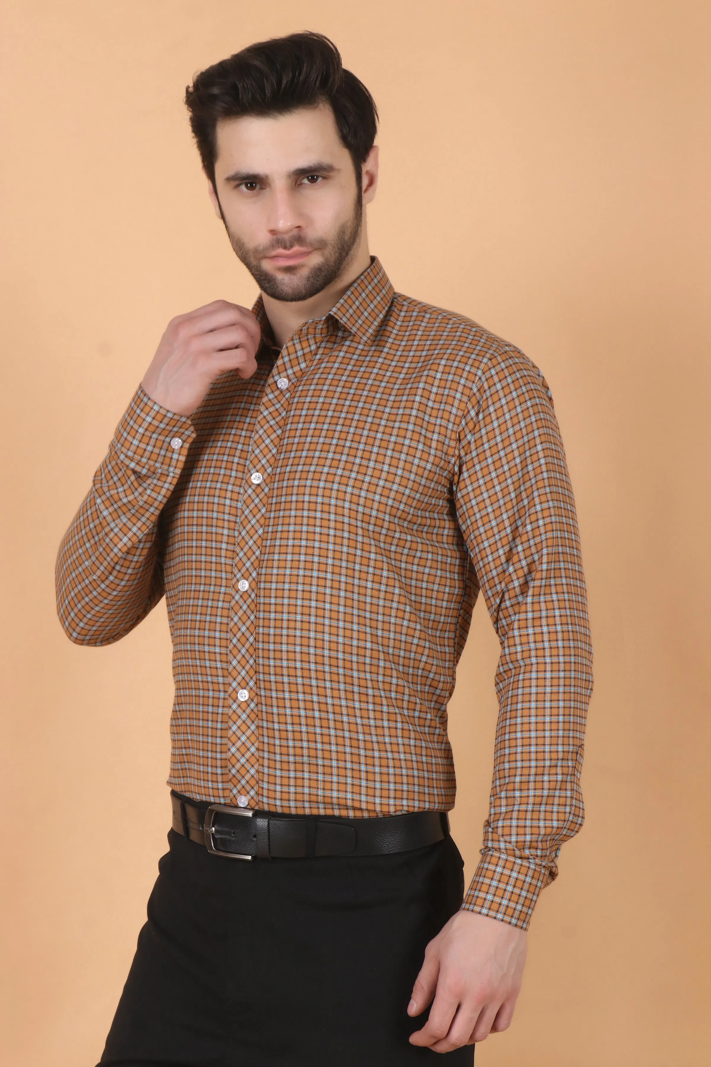 Brown Checked Woollen Shirt