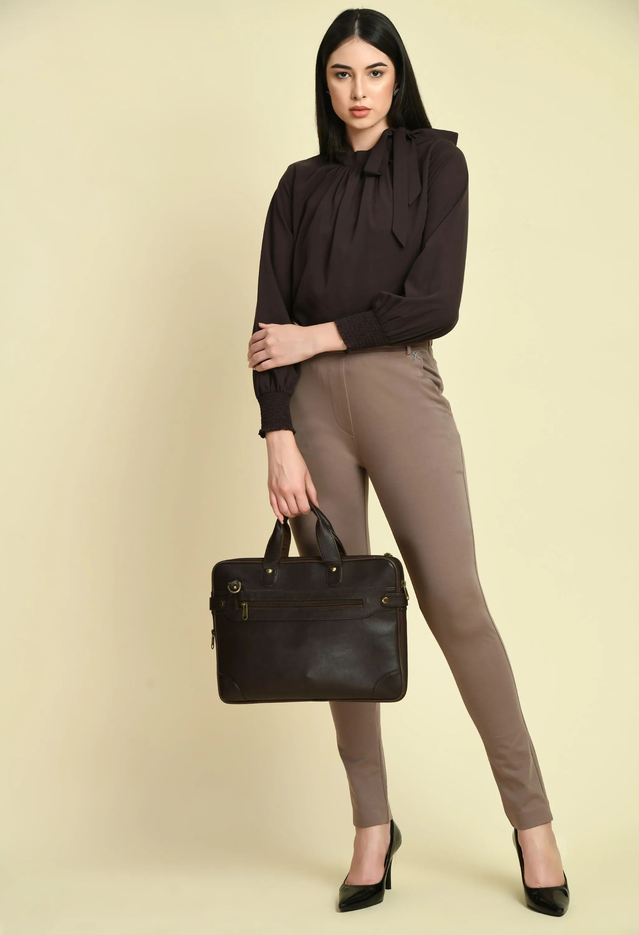 Camel Beige Respect Solid Stretch Slim Trouser Only
