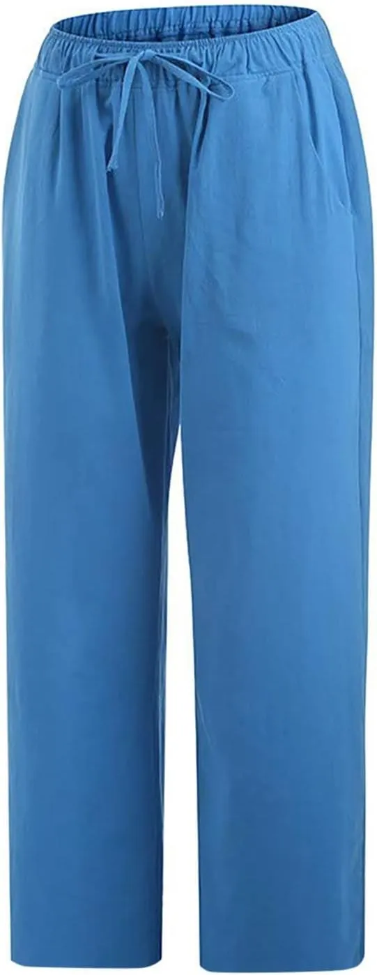 Capri Pants for Women Casual 2024 Summer Drawstring Elastic High Waist with Pockets