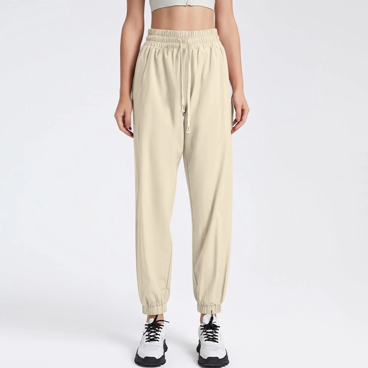 Cargo Pants Women Linen, Straight Leg Yoga Pants for Women High Waisted Trousers Palazzo Dressy Straight Leg