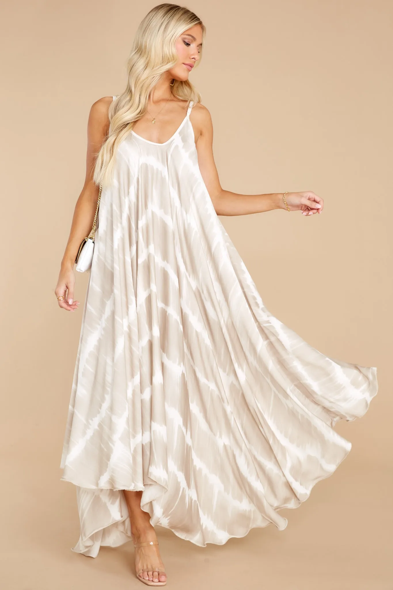 Casandra White Champagne Tie Dye Maxi Dress