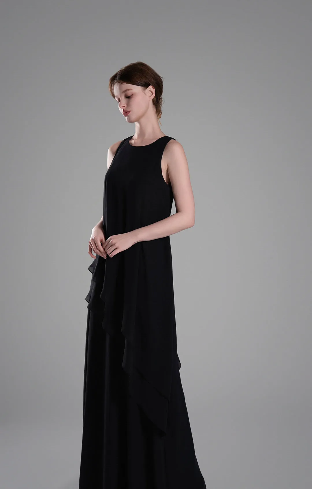 Classic Round Neck Sheer Sleeves Two-Piece Dresses