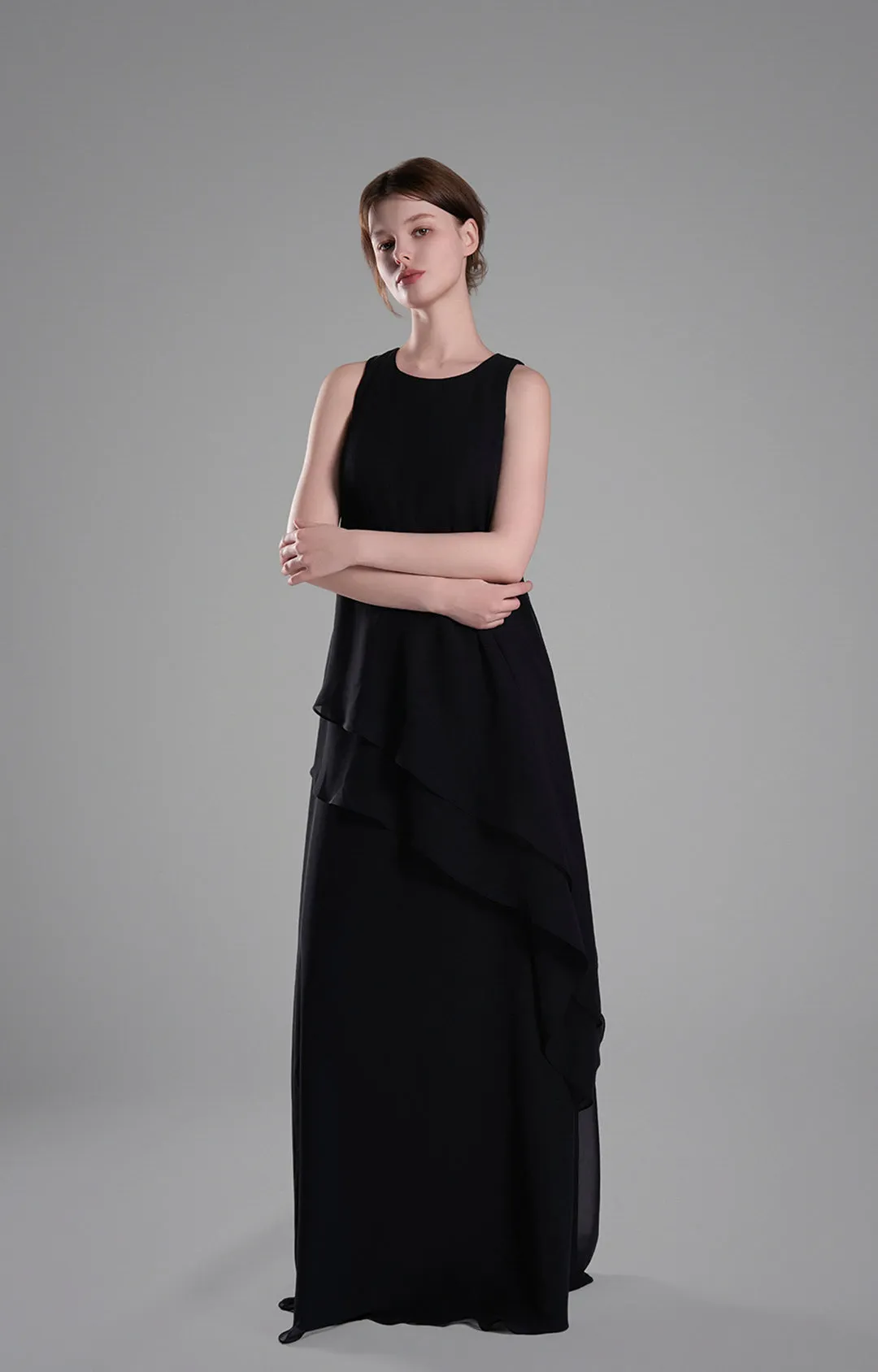 Classic Round Neck Sheer Sleeves Two-Piece Dresses