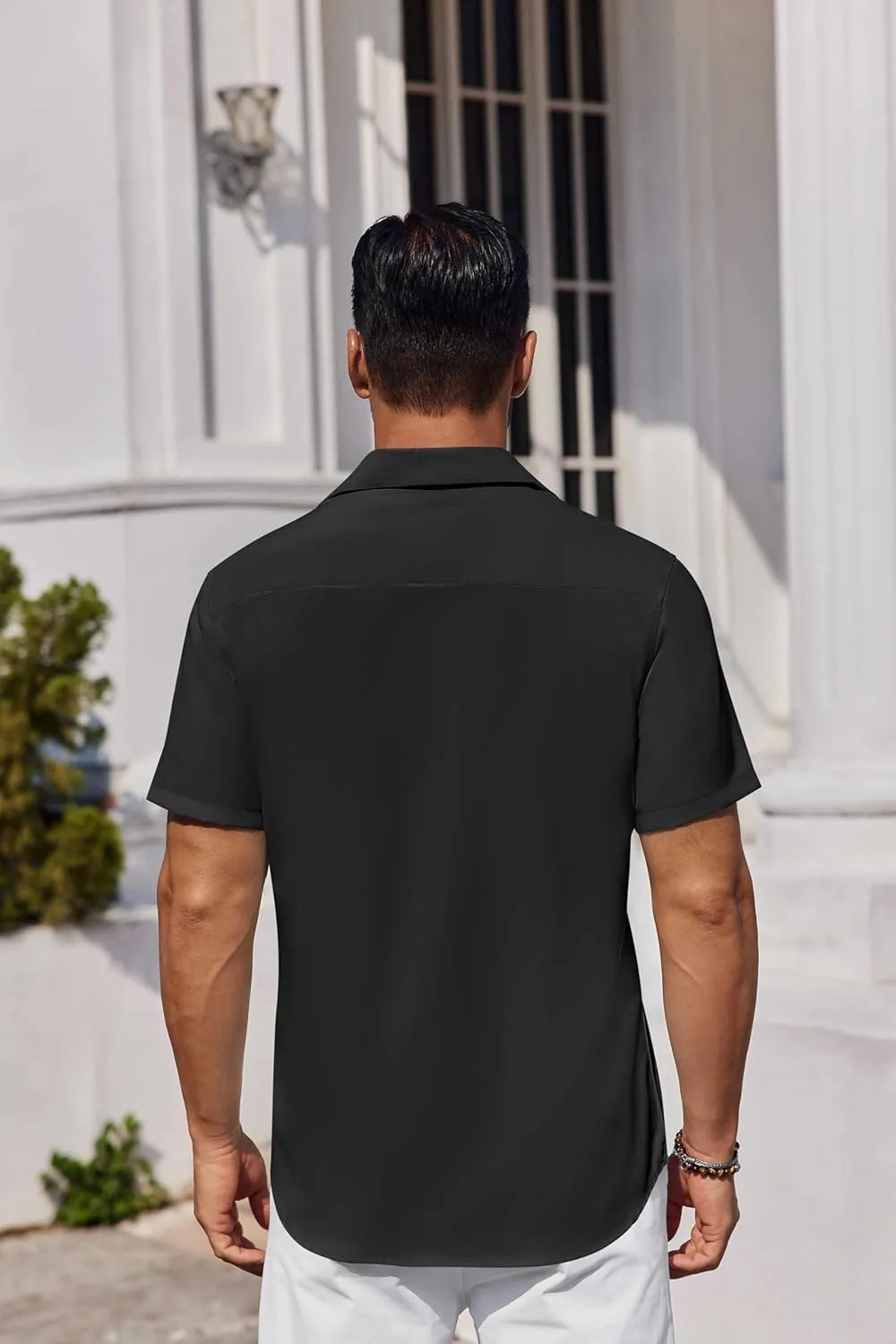 COOFANDY Mens Button Down Shirts Short Sleeve Stain Shield Dress Shirts Business Casual Shirt with Pocket