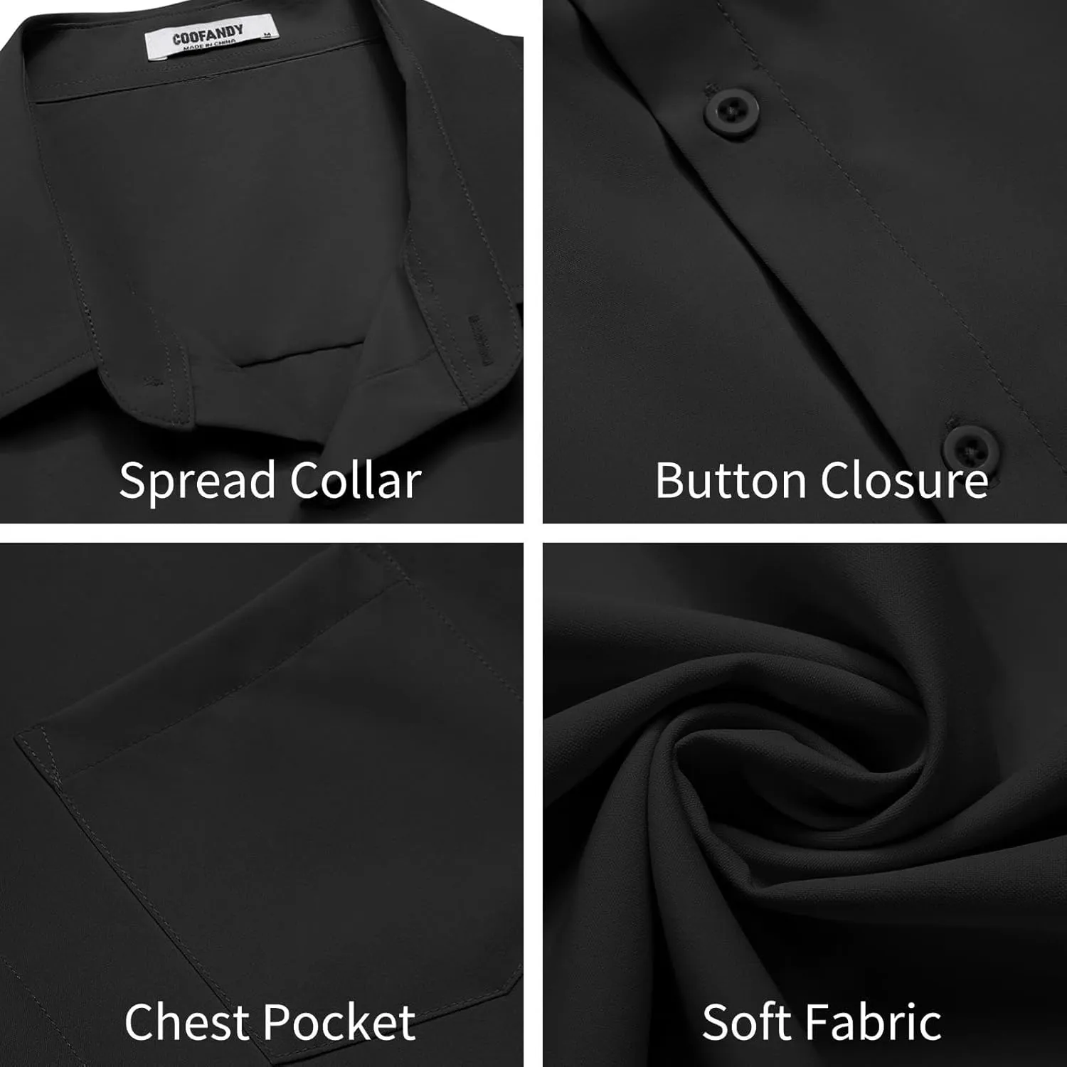 COOFANDY Mens Button Down Shirts Short Sleeve Stain Shield Dress Shirts Business Casual Shirt with Pocket