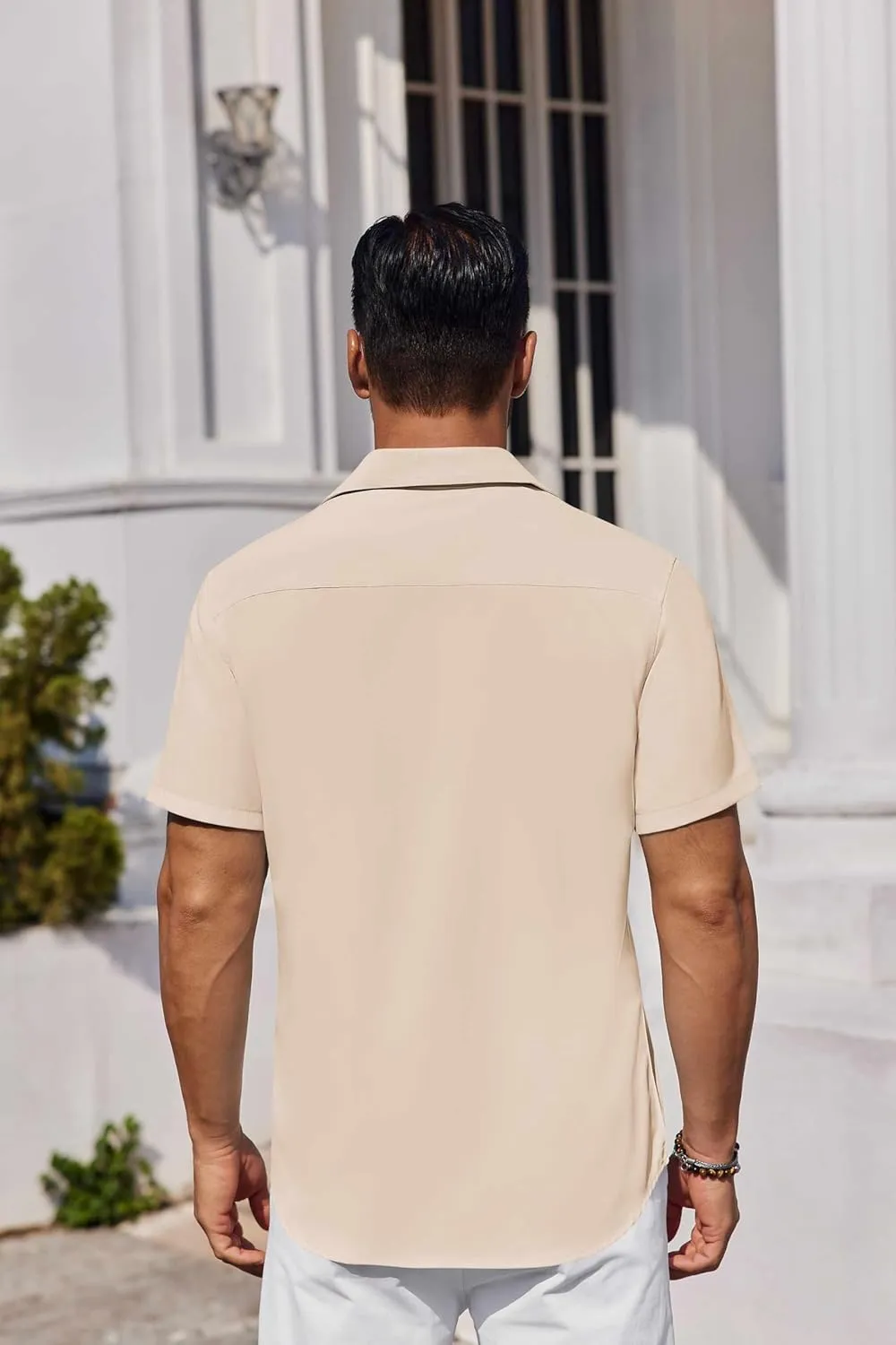 COOFANDY Mens Button Down Shirts Short Sleeve Stain Shield Dress Shirts Business Casual Shirt with Pocket