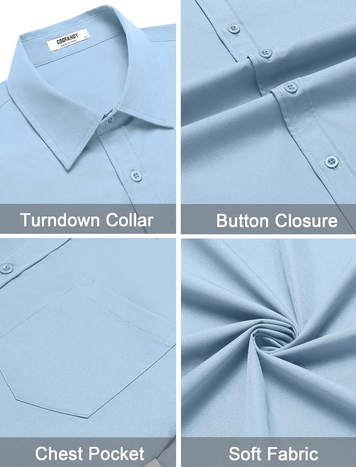 COOFANDY Mens Dress Shirts Short Sleeve Business Casual Shirts Regular Fit Casual Button Down Untucked Shirts