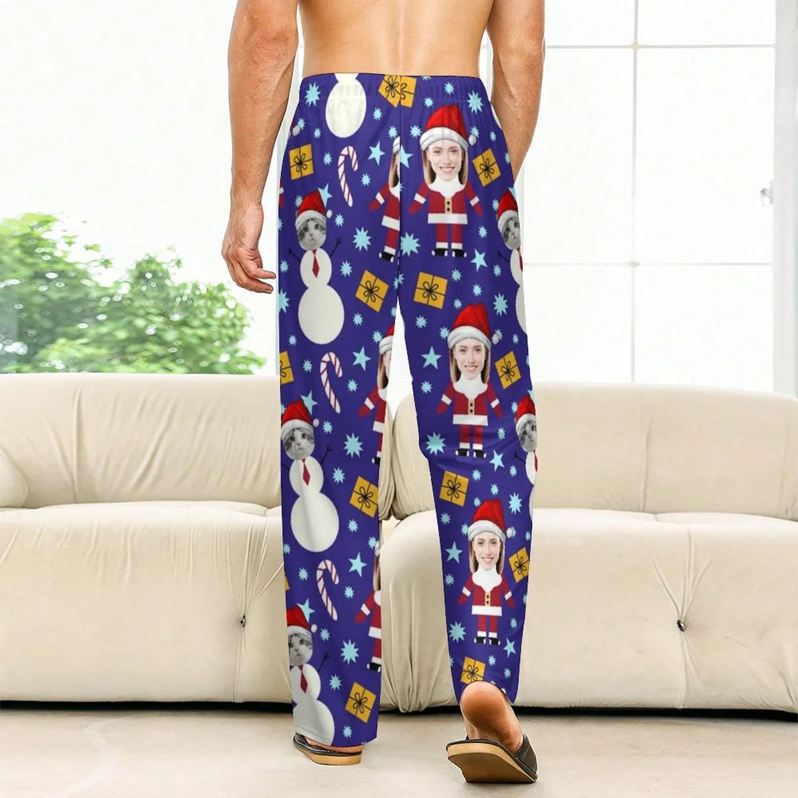 Custom Face Christmas Slumber Party Unisex Long Pajama Pants For Men Women Kids