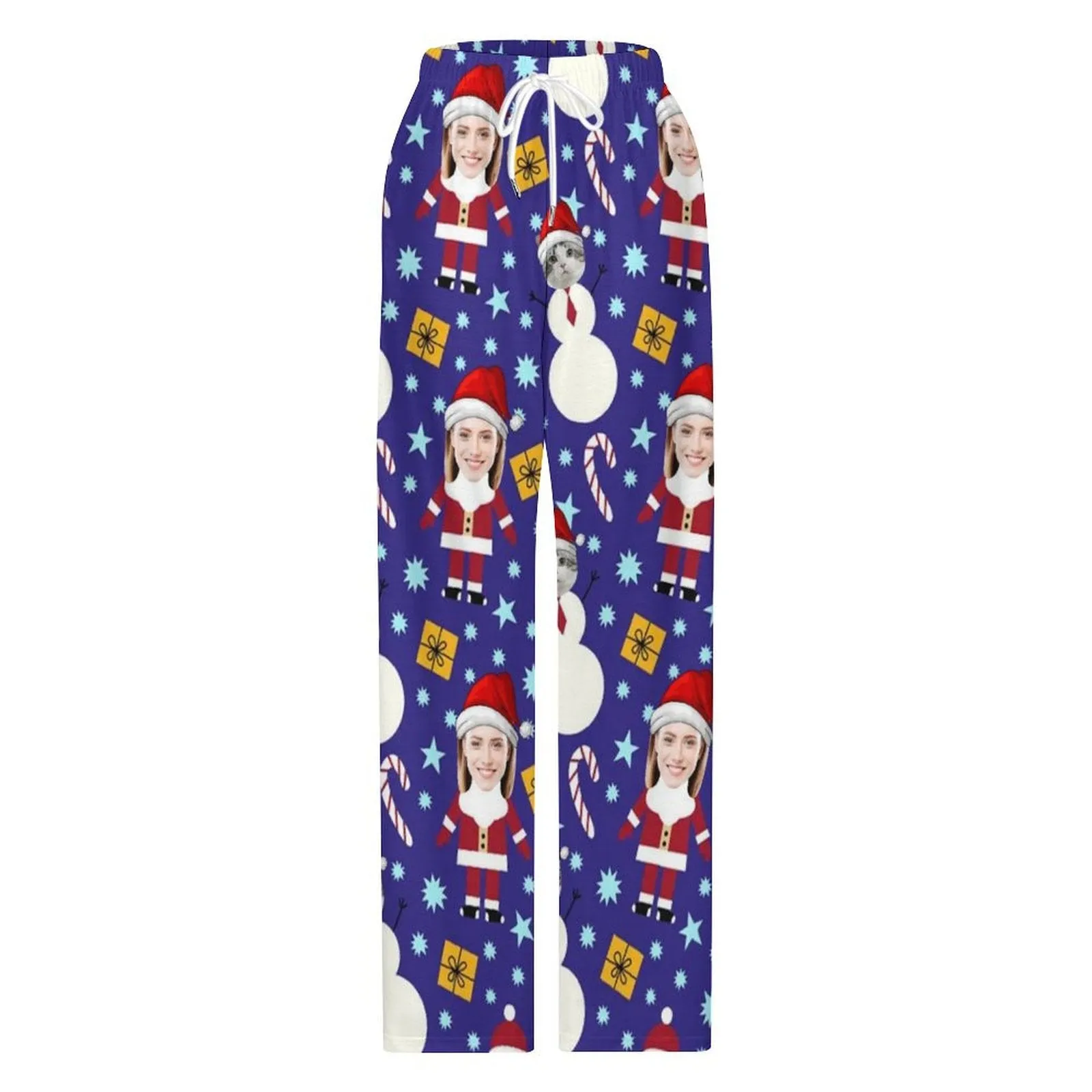 Custom Face Christmas Slumber Party Unisex Long Pajama Pants For Men Women Kids