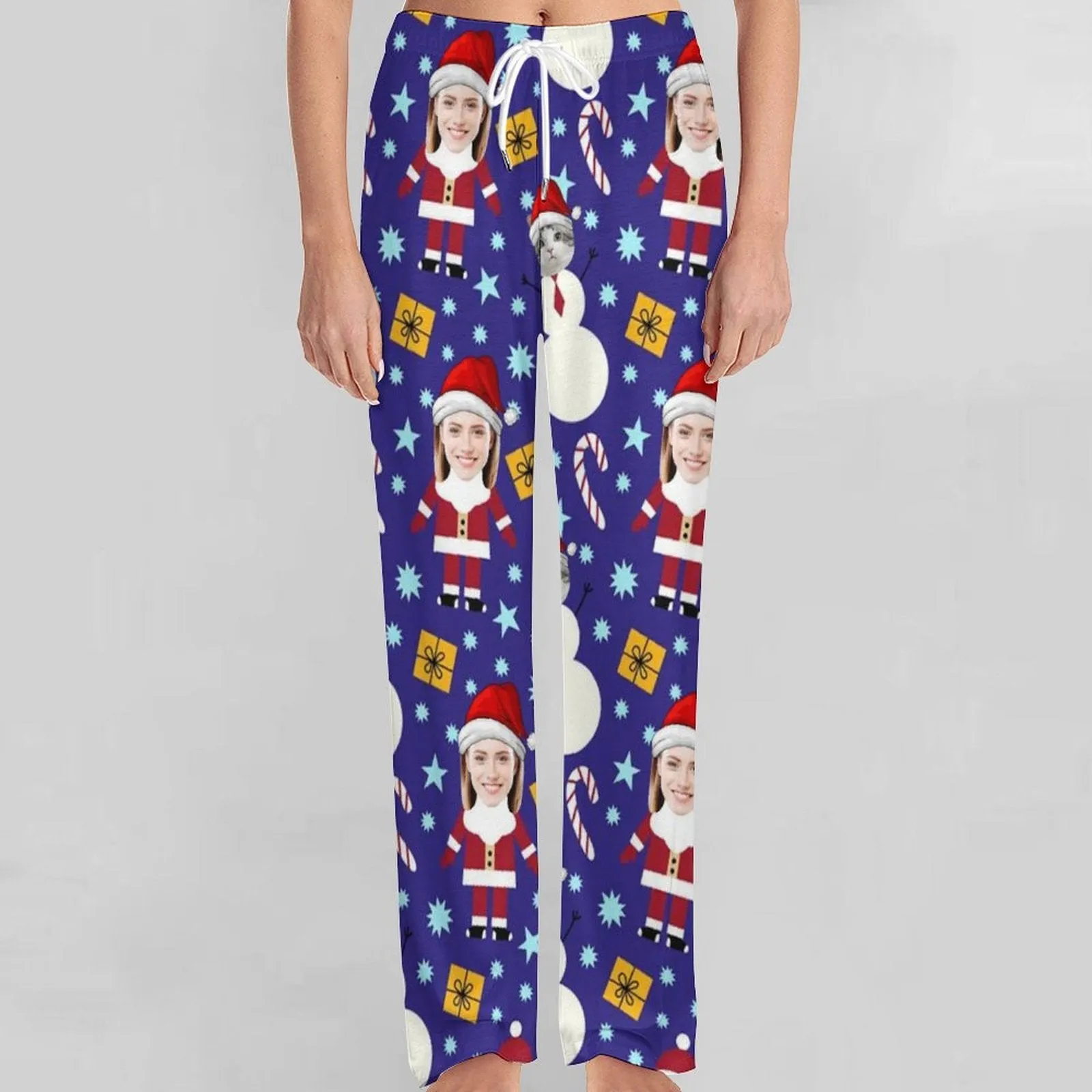 Custom Face Christmas Slumber Party Unisex Long Pajama Pants For Men Women Kids