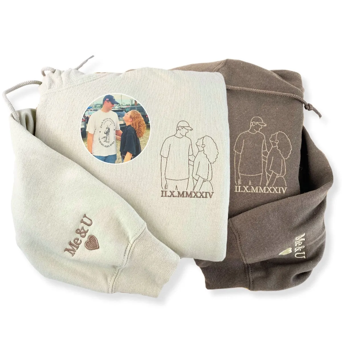 Custom Sweater or Hoodie with Picture, Embroidered Valentine's Day Gifts for Couples