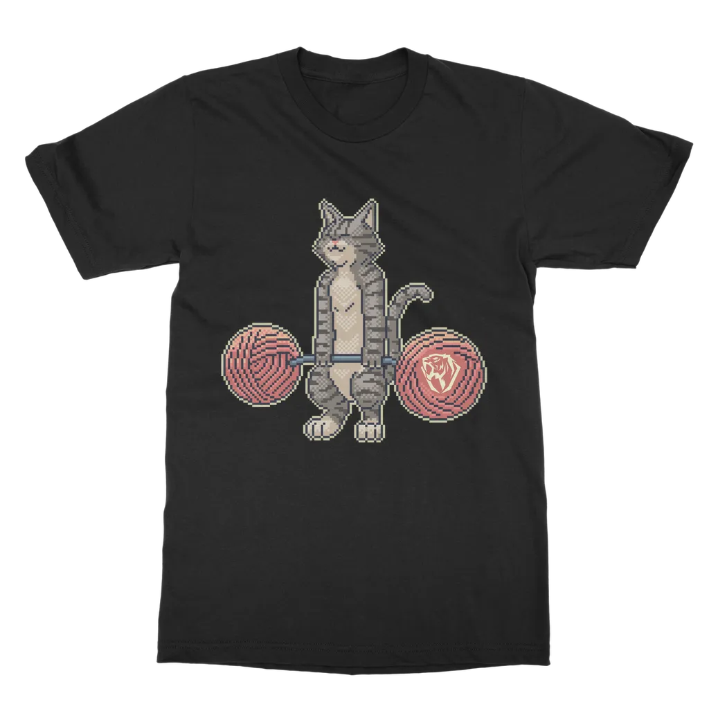 Deadlifting Tabby Cat [16-bit Pixel Edition] T-shirt (UK)
