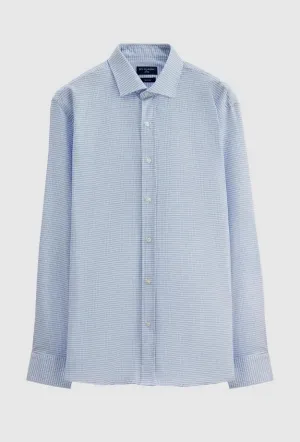 Ds Damat Slim Fit Blue Dobby Shirt