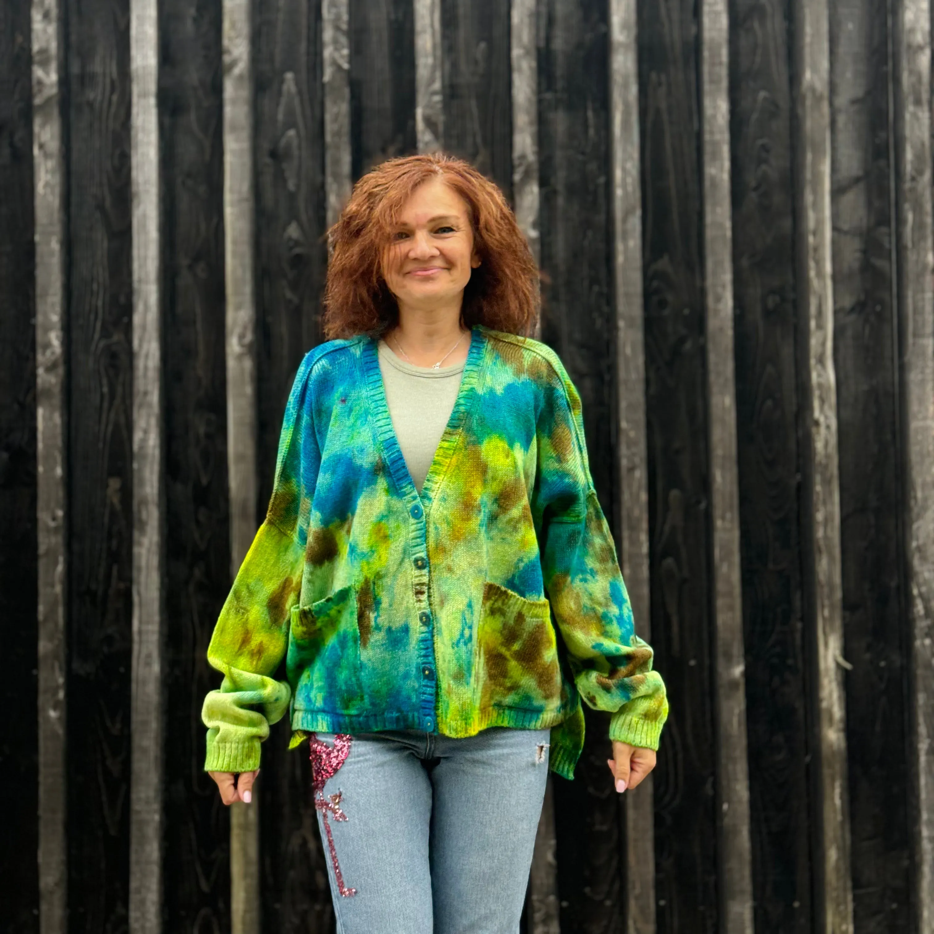 Exclusive Hand-Painted Cardigan No. L10 (Shetland Medium)