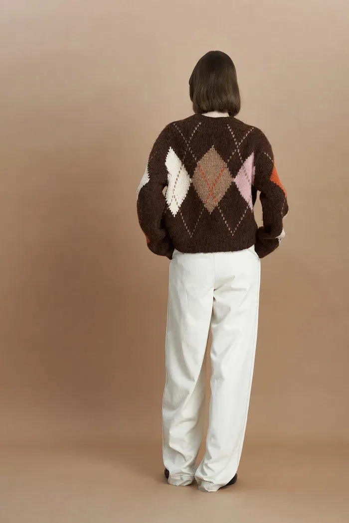 Faye Argyle Sweater in Baby Alpaca Blend Knit