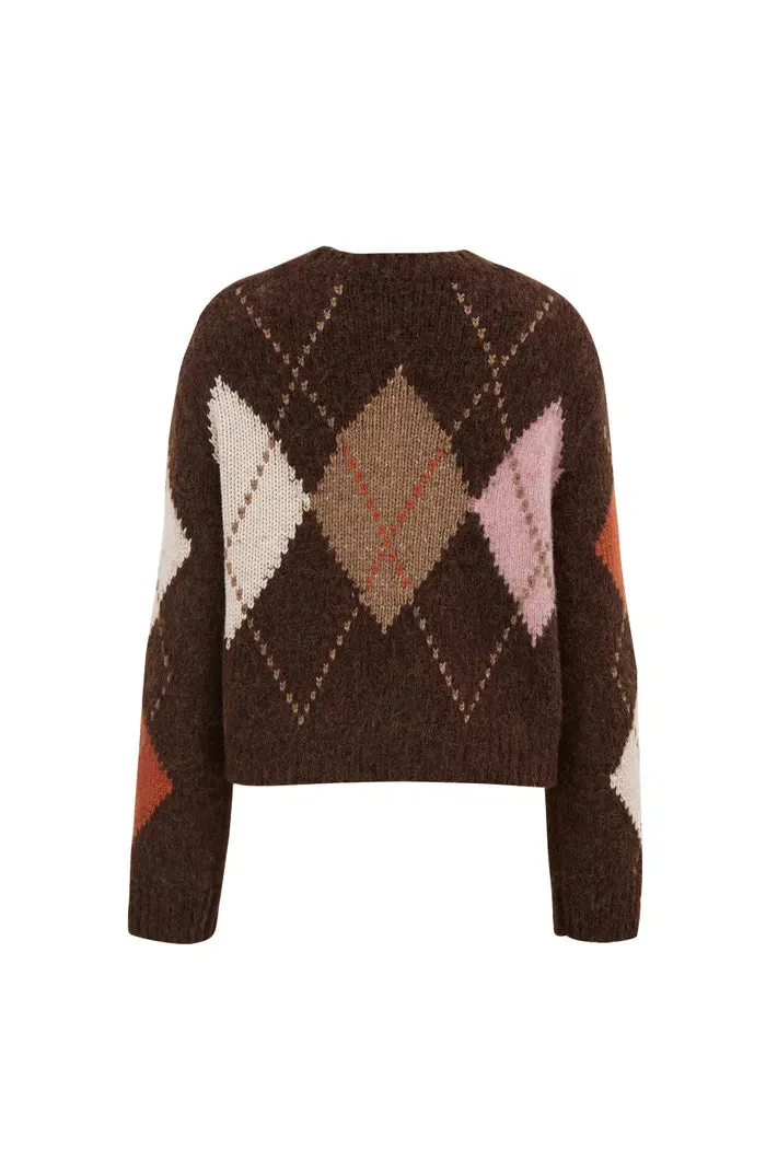 Faye Argyle Sweater in Baby Alpaca Blend Knit