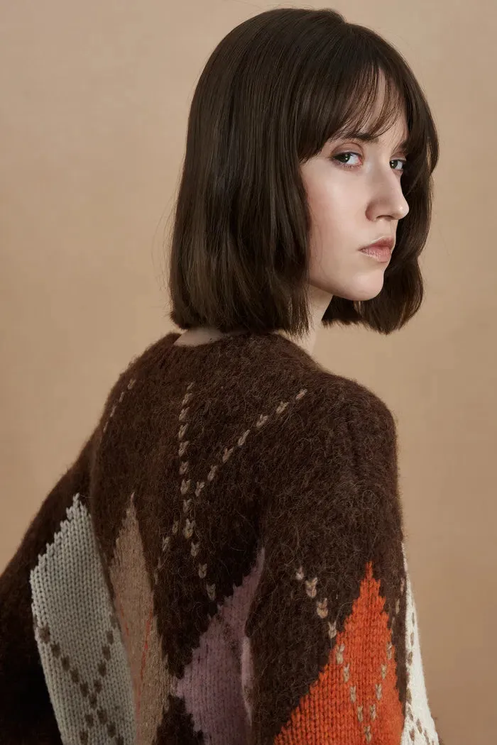 Faye Argyle Sweater in Baby Alpaca Blend Knit