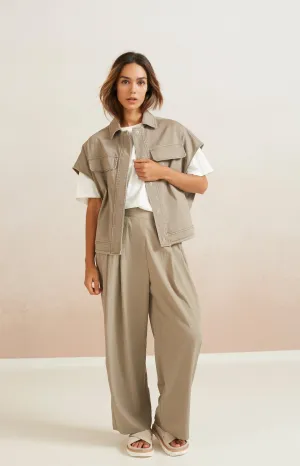 Flowy 7/8 wide leg trousers with elastic and pockets