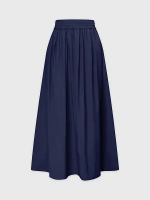 Gathered Waist Skirt-Navy