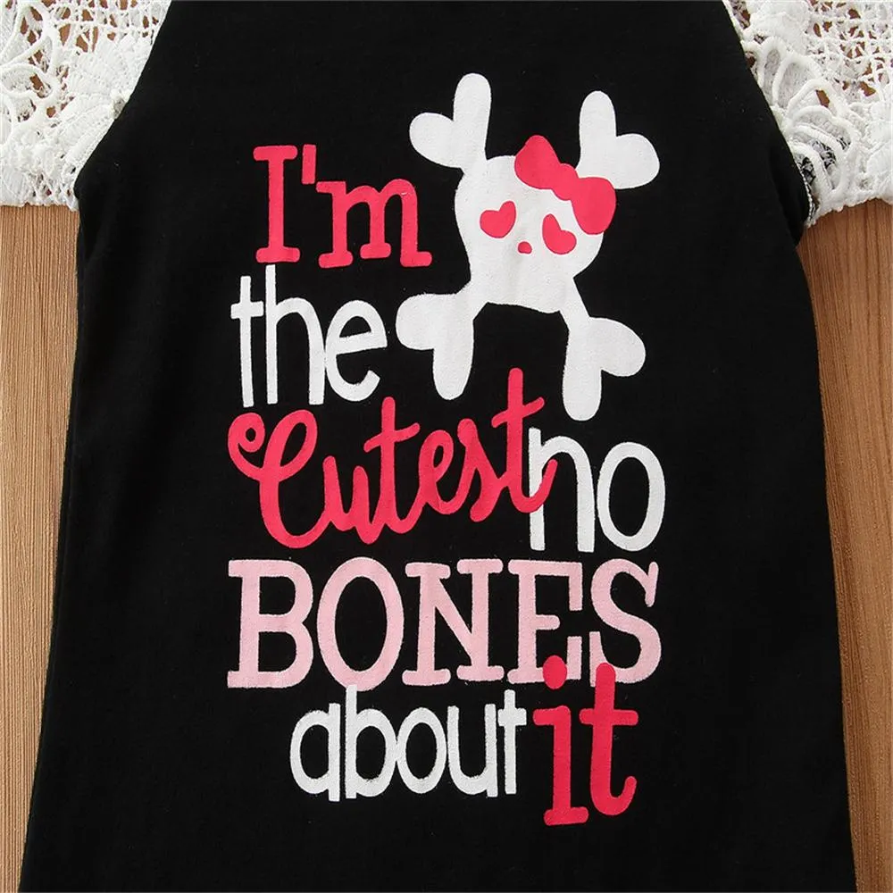 Girls Long Sleeve Hollow Out Letter Printed Top & Bell Pants Wholesale