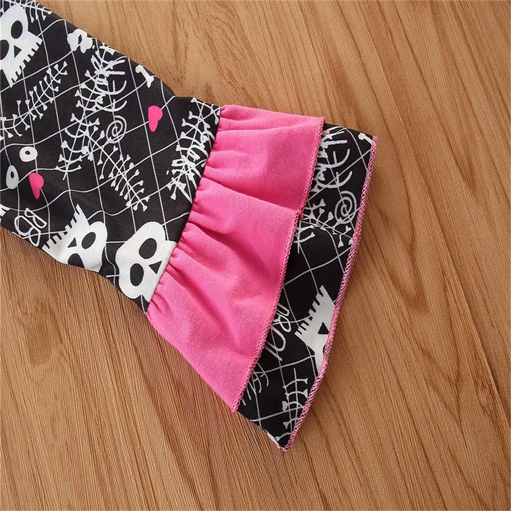 Girls Long Sleeve Hollow Out Letter Printed Top & Bell Pants Wholesale