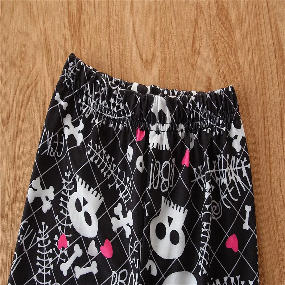 Girls Long Sleeve Hollow Out Letter Printed Top & Bell Pants Wholesale
