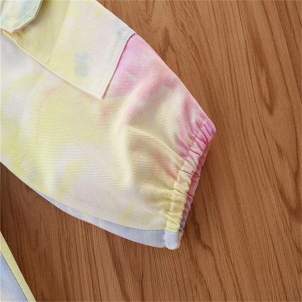 Girls Off Shoulder Long Sleeve Top & Tie Dye Trousers Bulk Childrens Clothes