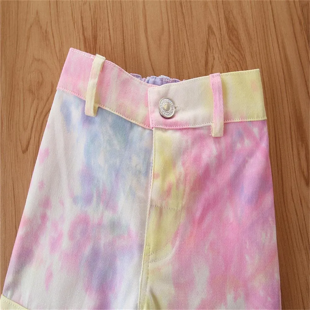 Girls Off Shoulder Long Sleeve Top & Tie Dye Trousers Bulk Childrens Clothes