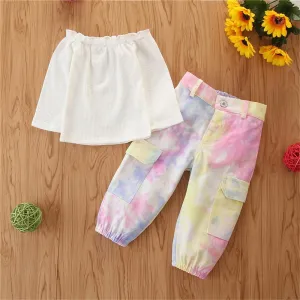 Girls Off Shoulder Long Sleeve Top & Tie Dye Trousers Bulk Childrens Clothes