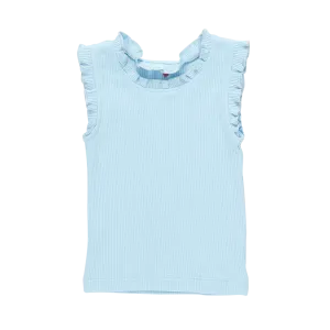 Girls Organic Ruffle Rib Tank, more colors