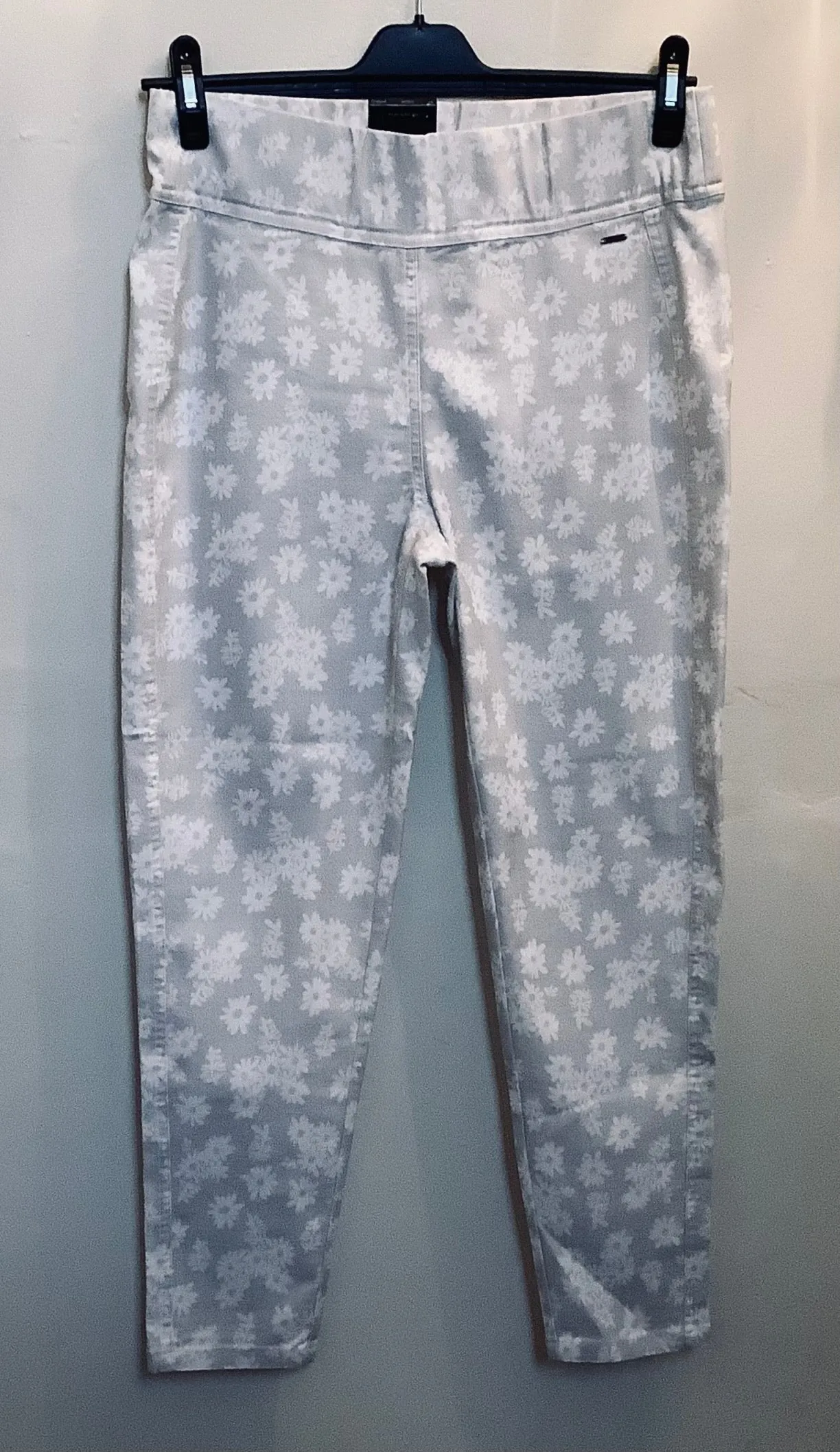 Grey and White Flower Print Trousers - Laurie