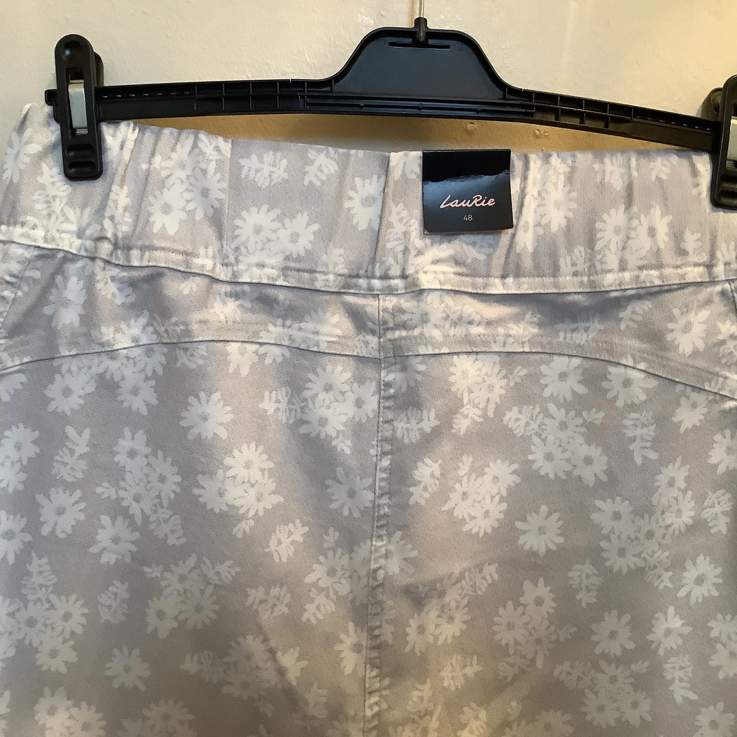 Grey and White Flower Print Trousers - Laurie