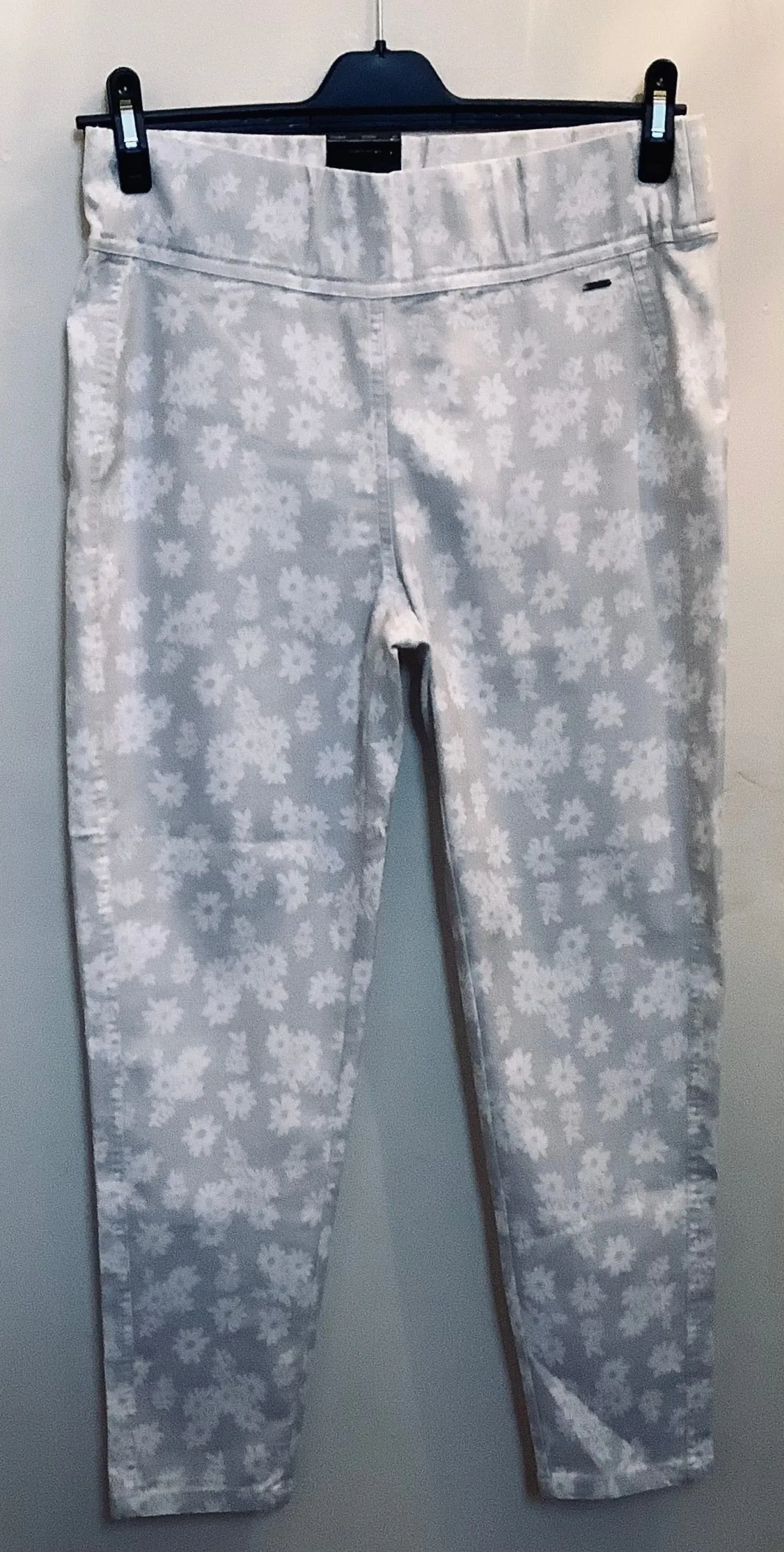 Grey and White Flower Print Trousers - Laurie