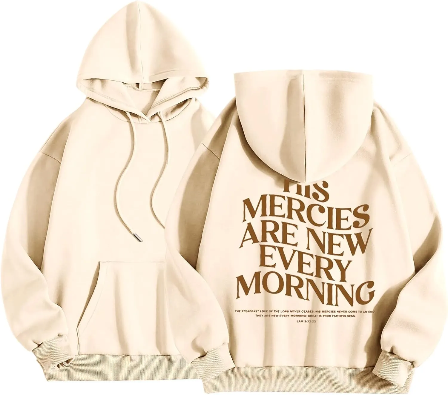 His Mercies are New Every Morning Christian Hoodies for Women Oversized Long Sleeve Hooded Sweatshirts Letter Hoodie
