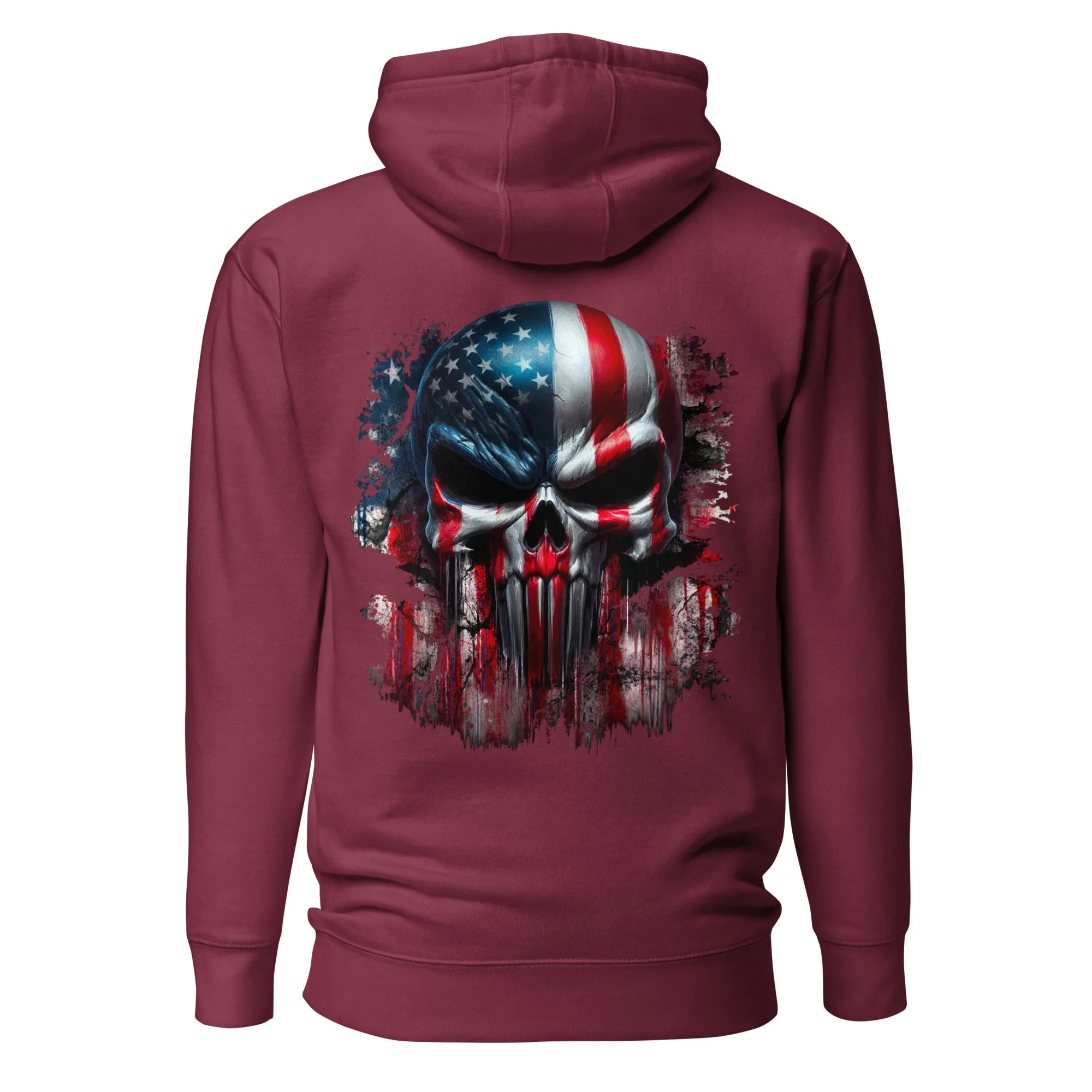 Hoodie American Flag Skull Patriotic Sweatshirt