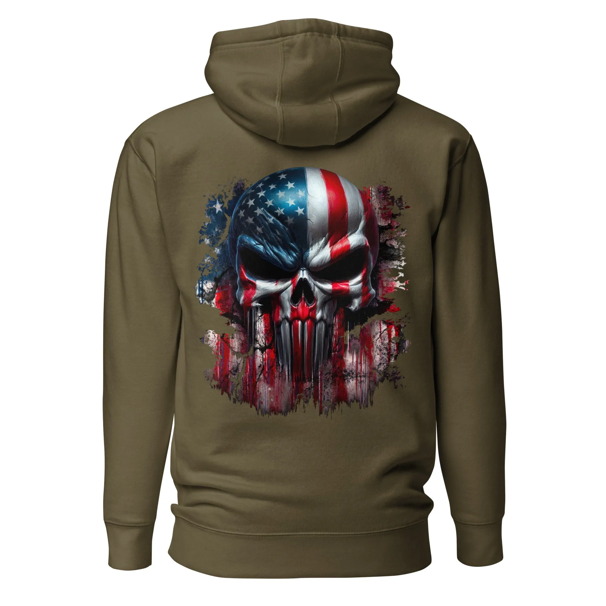 Hoodie American Flag Skull Patriotic Sweatshirt