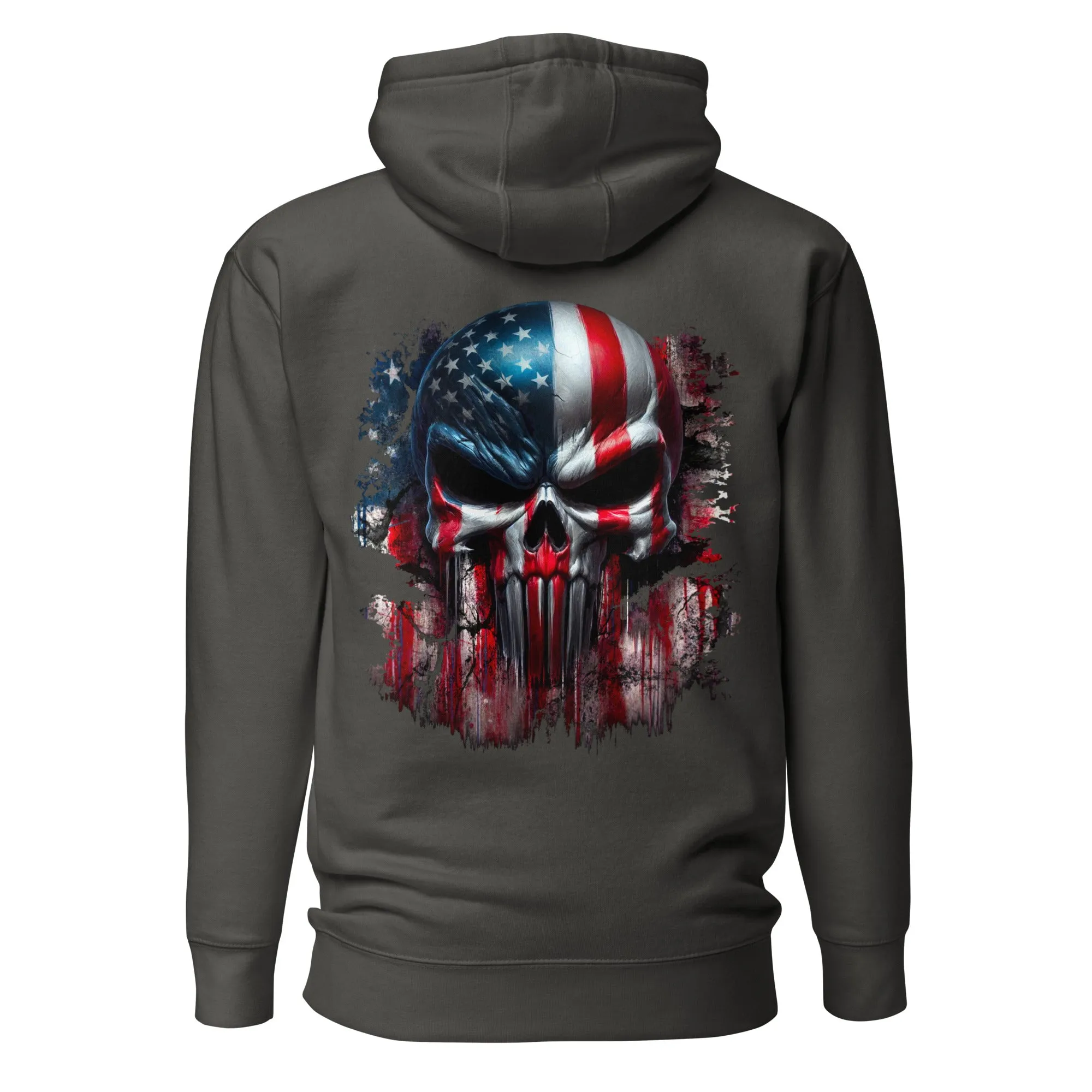 Hoodie American Flag Skull Patriotic Sweatshirt